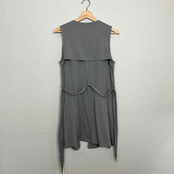 Lisa Rinna Collection French Terry Duster Vest Size XS Belted Frost Grey A288525 - Picture 4 of 11